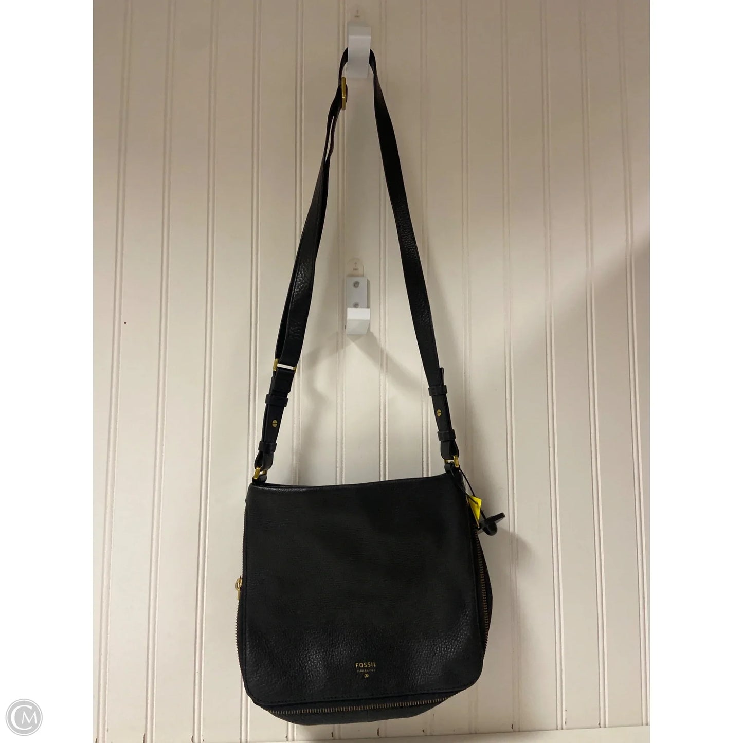 Handbag Leather By Fossil, Size: Medium