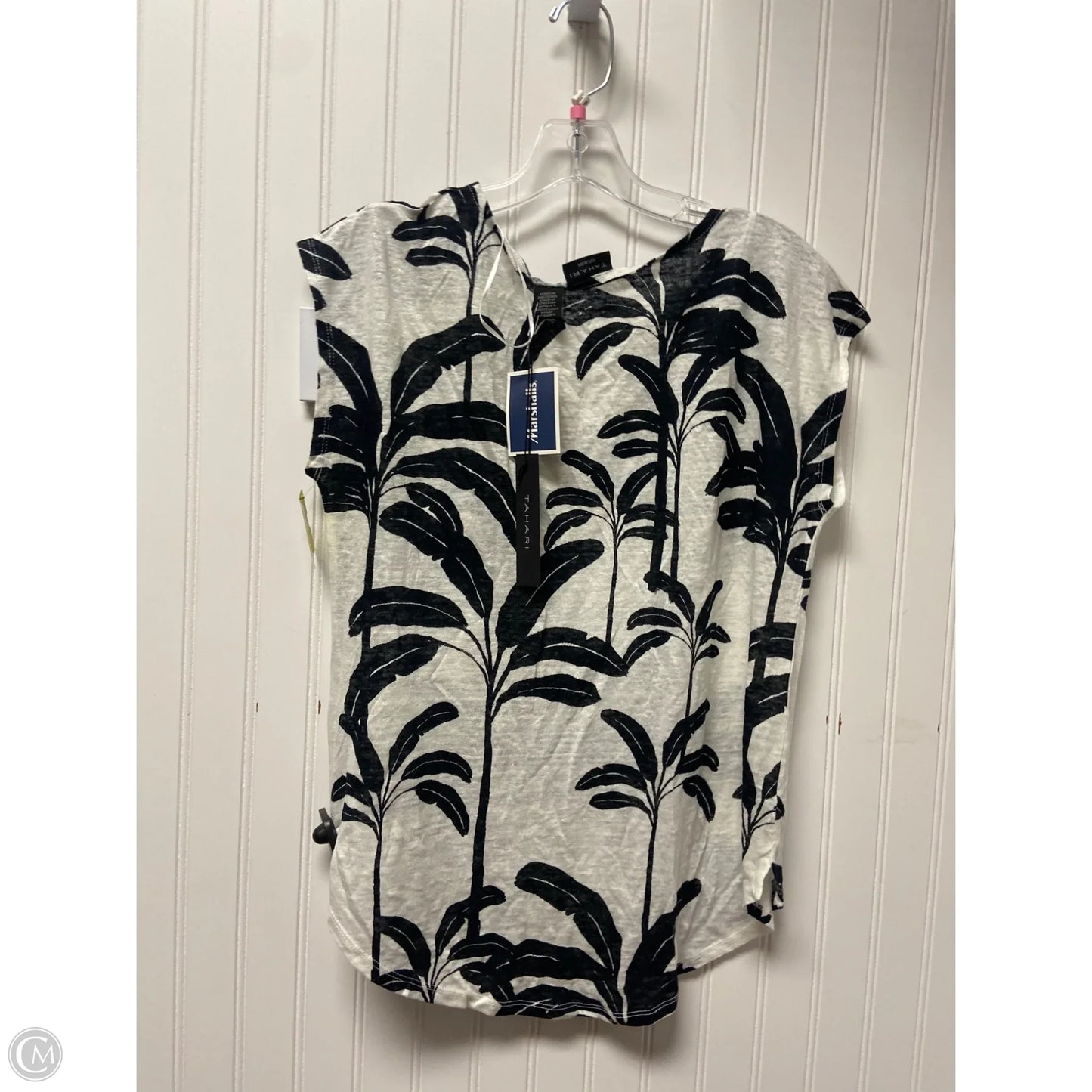 Top Short Sleeve By Tahari In Black & White, Size: M