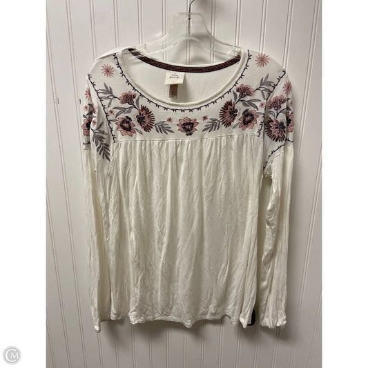 Top Long Sleeve By Knox Rose In White, Size: M