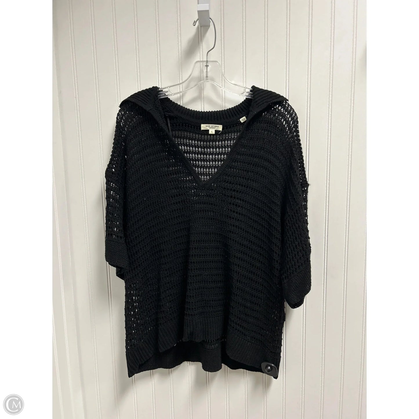 Sweater Short Sleeve By Max Studio In Black, Size: L