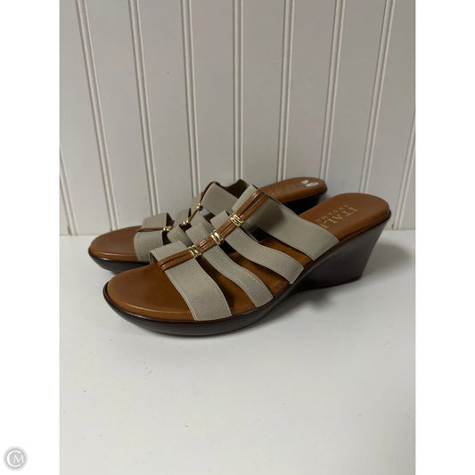 Sandals Heels Wedge By Italian Shoemakers In Taupe, Size: 9