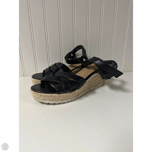 Sandals Heels Wedge By Time And Tru In Black, Size: 6