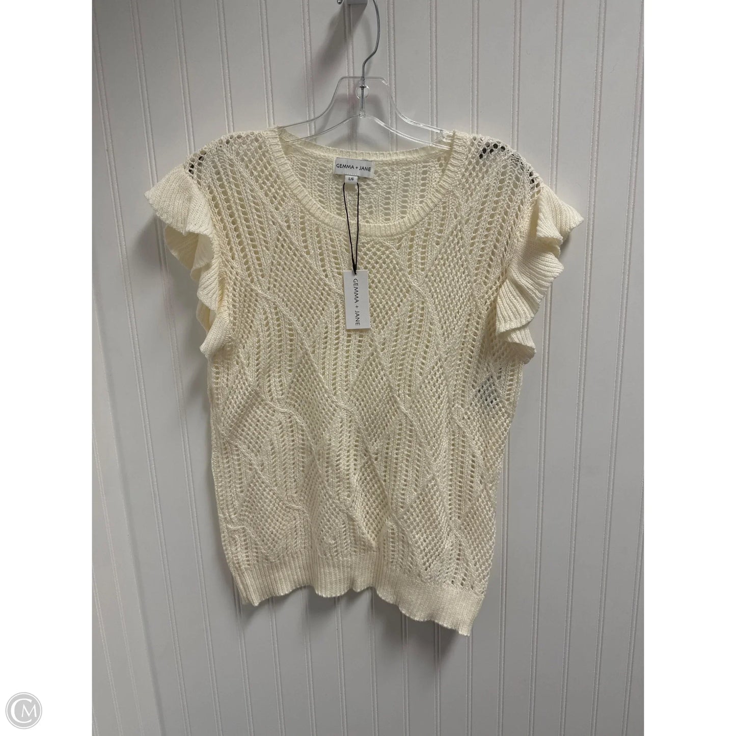 Sweater Short Sleeve By Clothes Mentor In Cream, Size: L