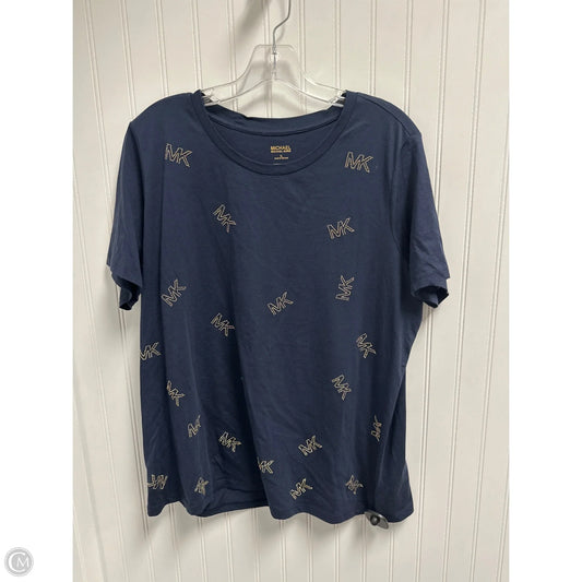 Top Short Sleeve By Michael By Michael Kors In Blue & Gold, Size: Xl