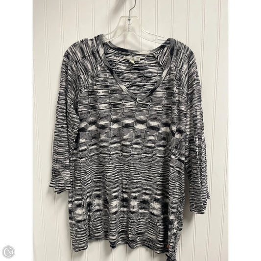 Top 3/4 Sleeve By Dana Buchman In Black & White, Size: L