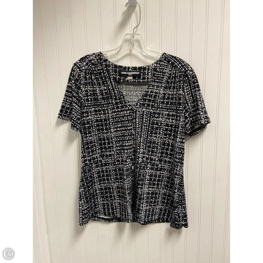 Top Short Sleeve Designer By Karl Lagerfeld In Black & White, Size: S