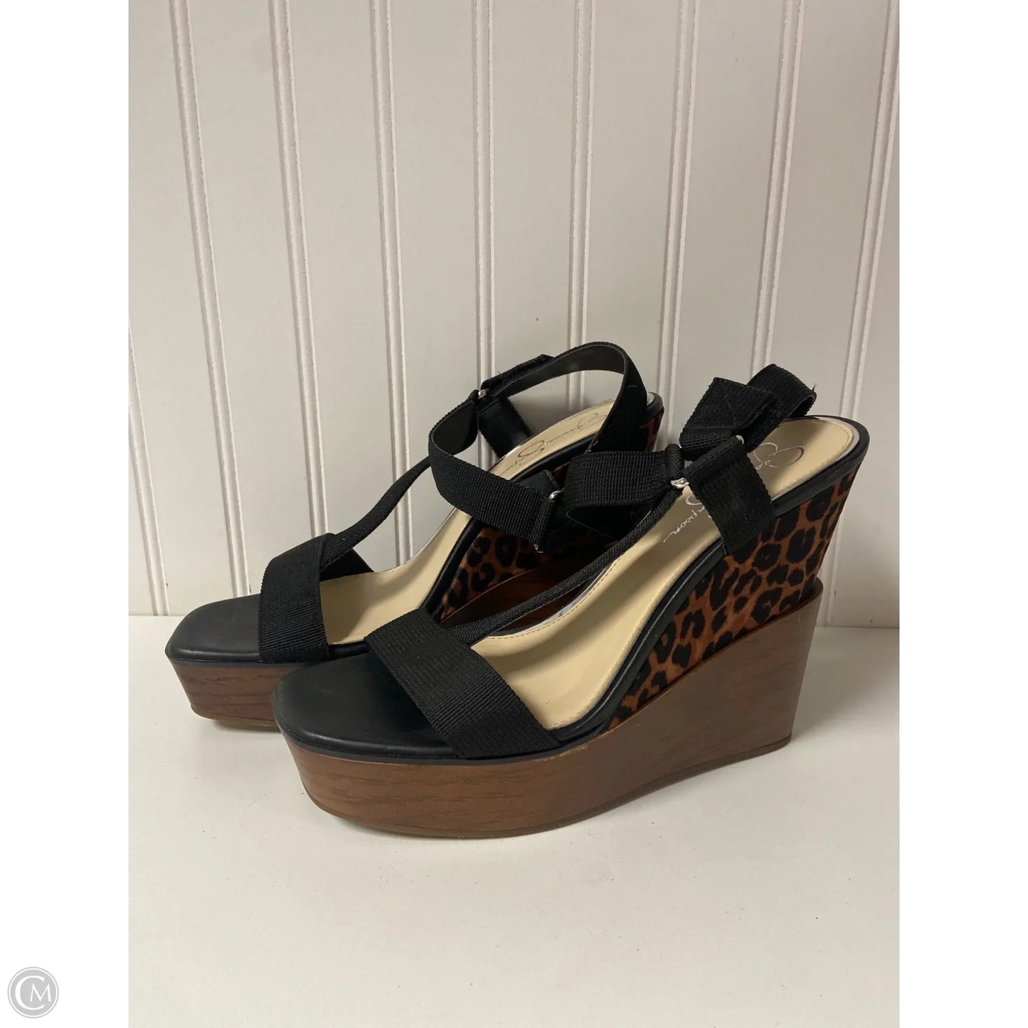 Sandals Heels Wedge By Jessica Simpson In Animal Print, Size: 11