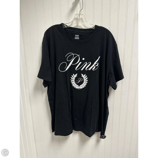 Top Short Sleeve Basic By Pink In Black, Size: 2x