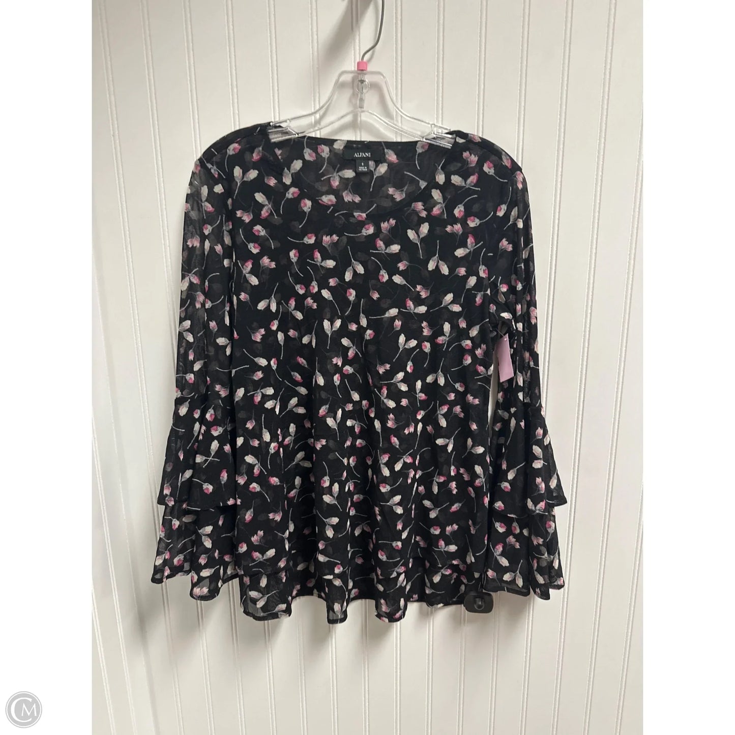 Top Long Sleeve By Alfani In Black & Pink, Size: S