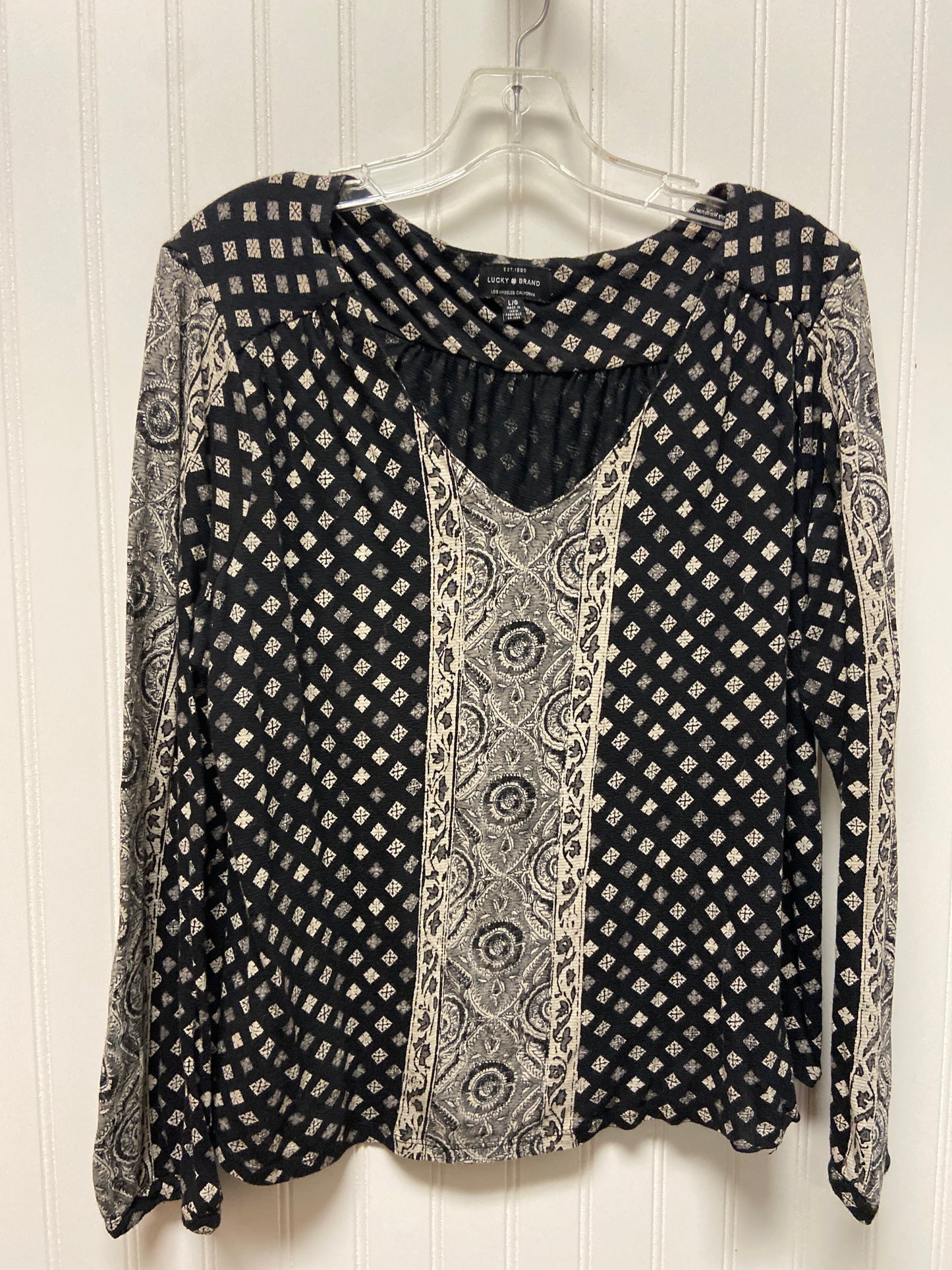 Black Top Long Sleeve Lucky Brand, Size L