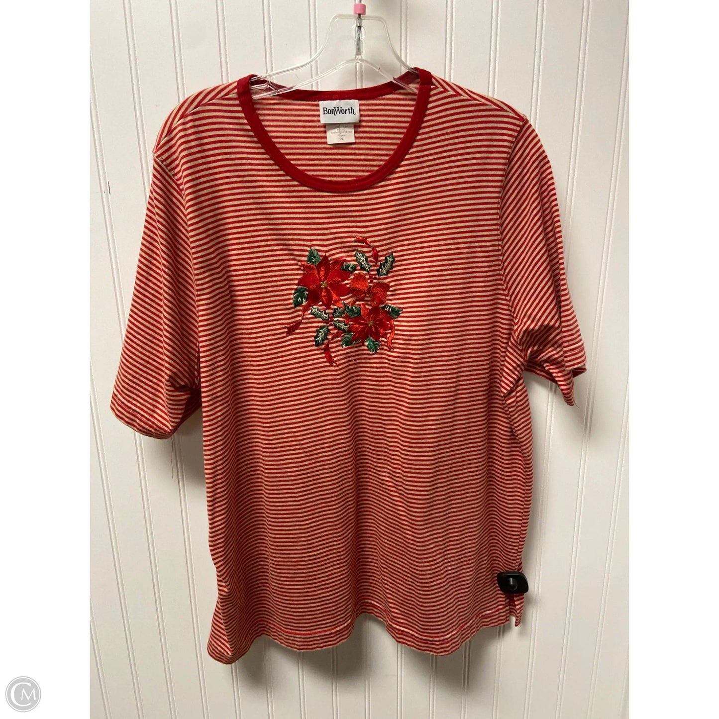 Top Short Sleeve Basic By Bon Worth In Striped Pattern, Size: Xl