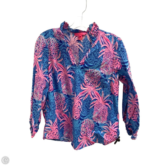 Top Long Sleeve Designer By Lilly Pulitzer In Blue & Pink, Size: S