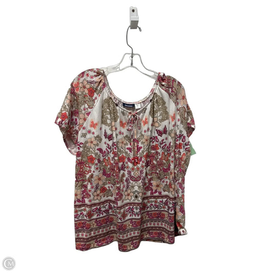 Top Short Sleeve By Basic Editions In Floral Print, Size: 2x