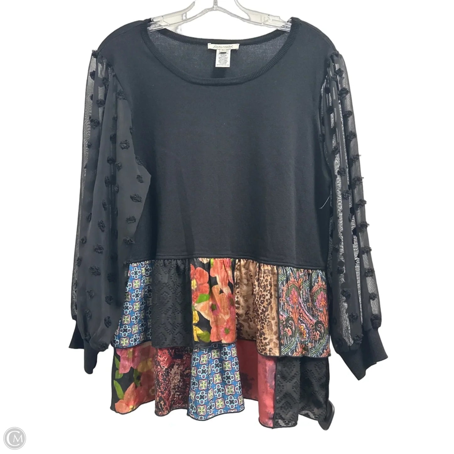 Top Long Sleeve By John Mark In Black, Size: L