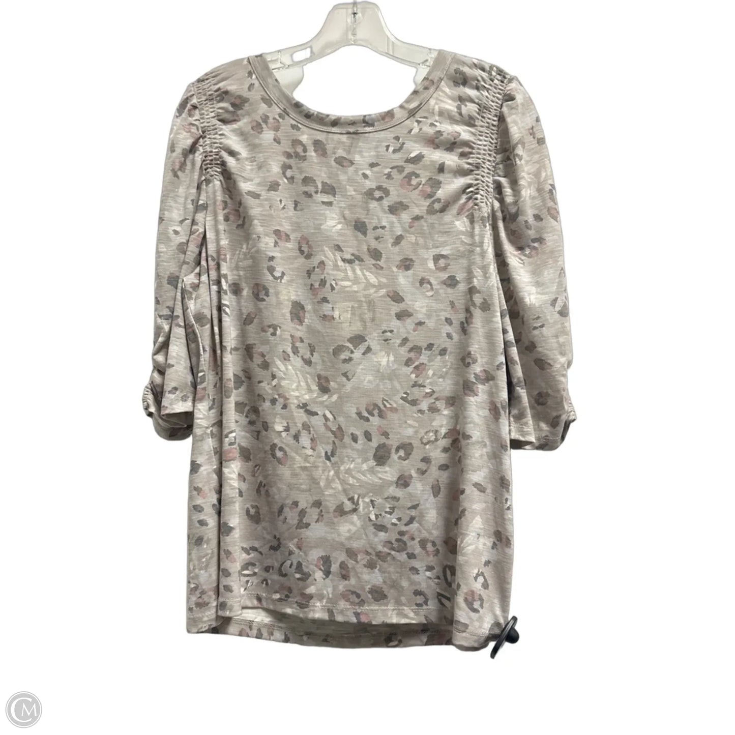 Top Short Sleeve By Democracy In Leopard Print, Size: L