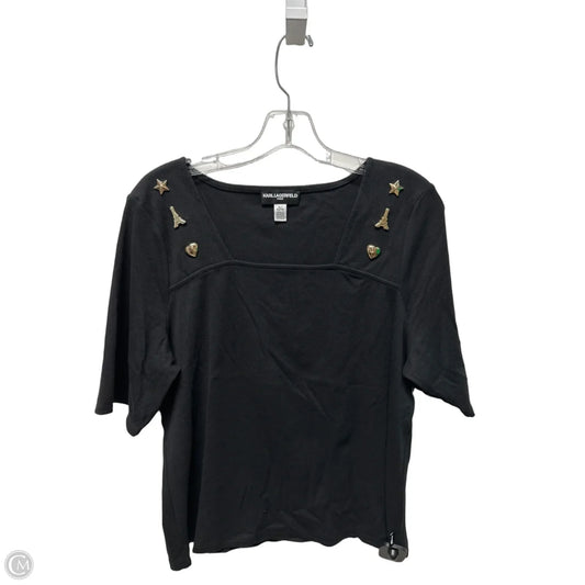 Top Short Sleeve Designer By Karl Lagerfeld In Black, Size: Xl
