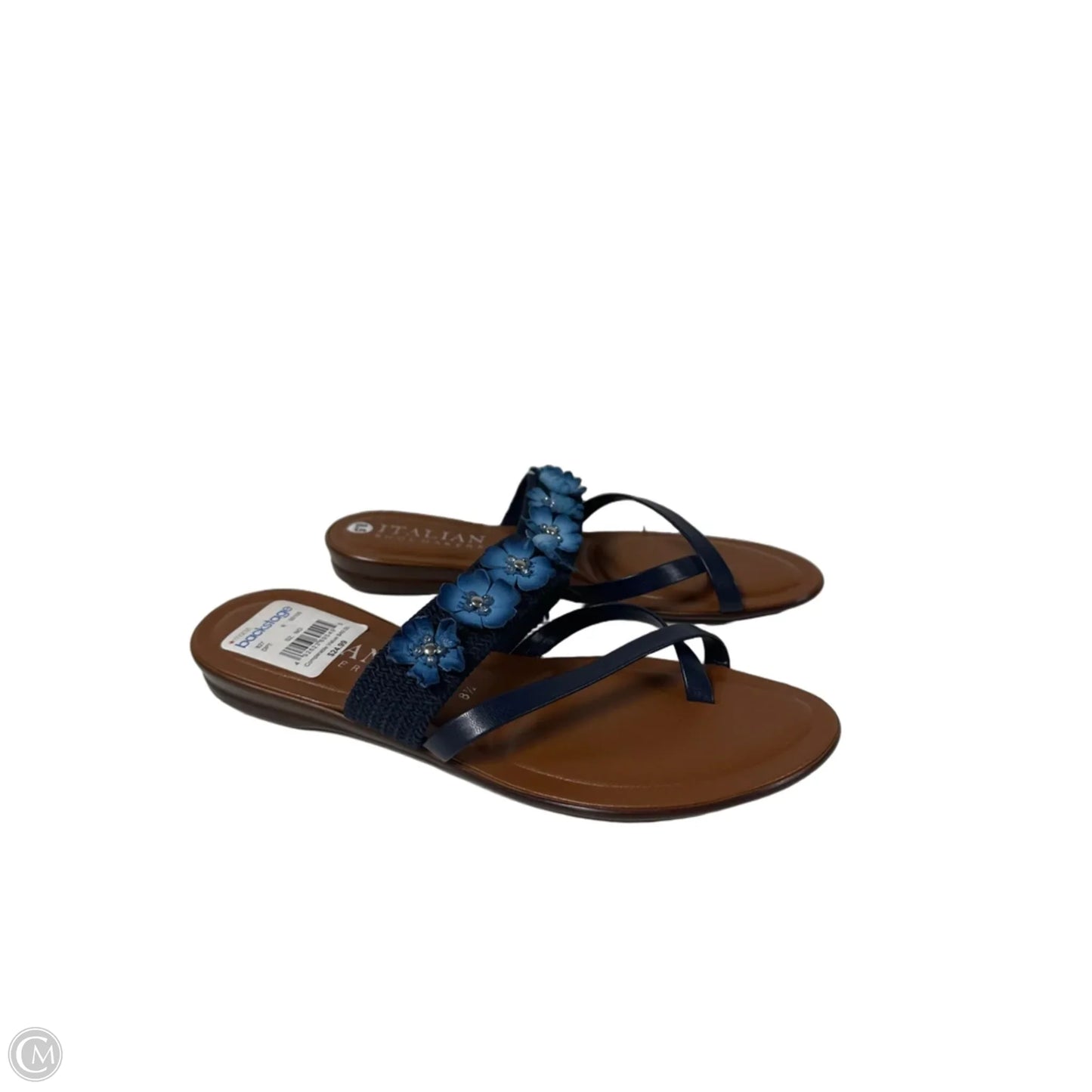Sandals Flats By Italian Shoemakers In Navy, Size: 8.5
