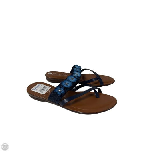 Sandals Flats By Italian Shoemakers In Navy, Size: 8.5