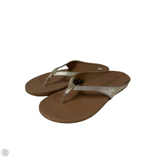 Sandals Flats By Aerosoles In Gold, Size: 8