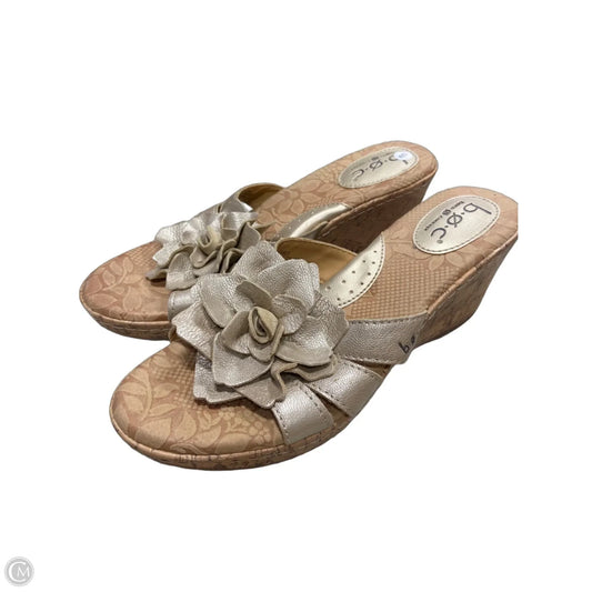 Sandals Heels Wedge By Boc In Taupe, Size: 9