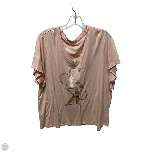 Top Short Sleeve Basic By Calvin Klein In Pink, Size: 2x