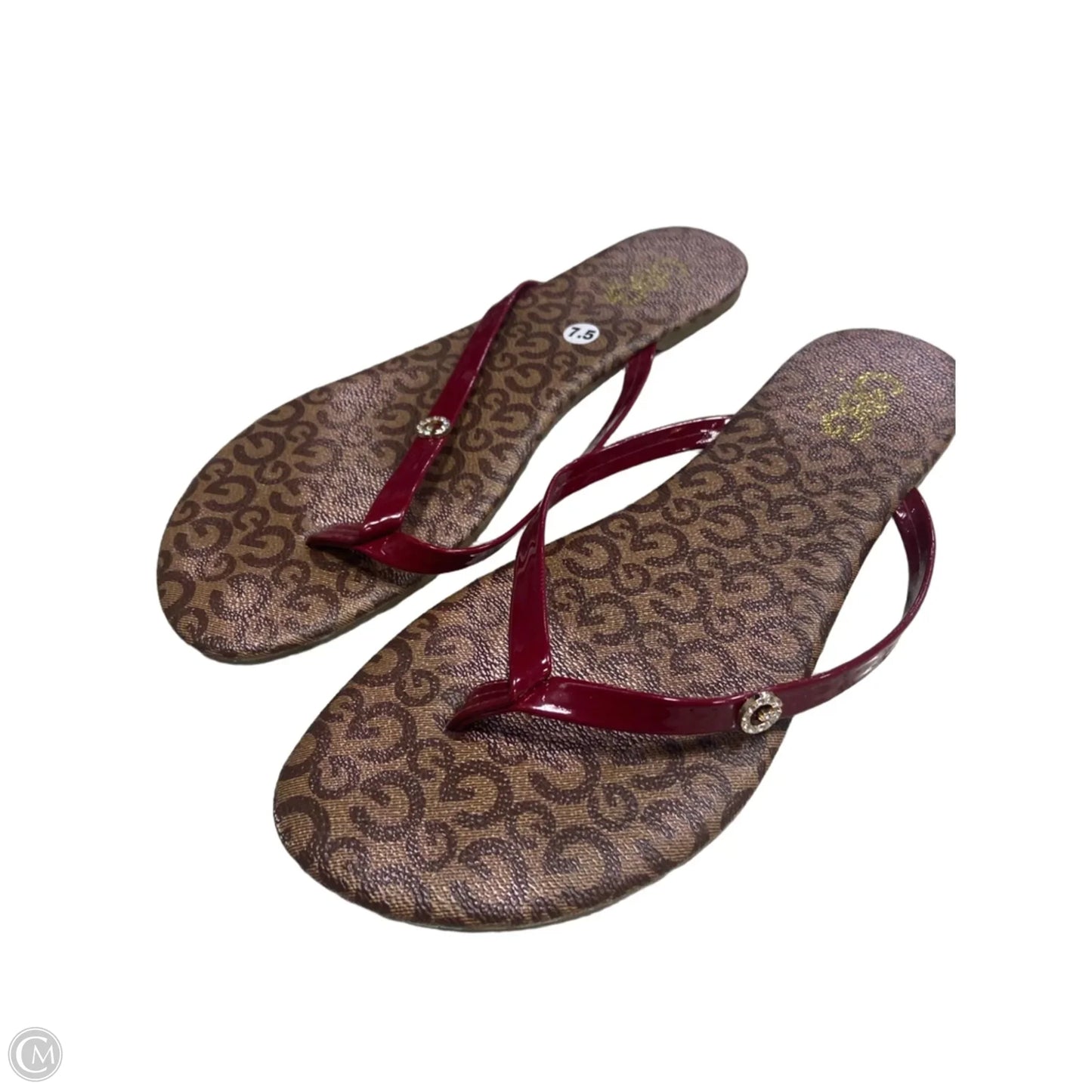 Sandals Flip Flops By Clothes Mentor In Maroon, Size: 7.5