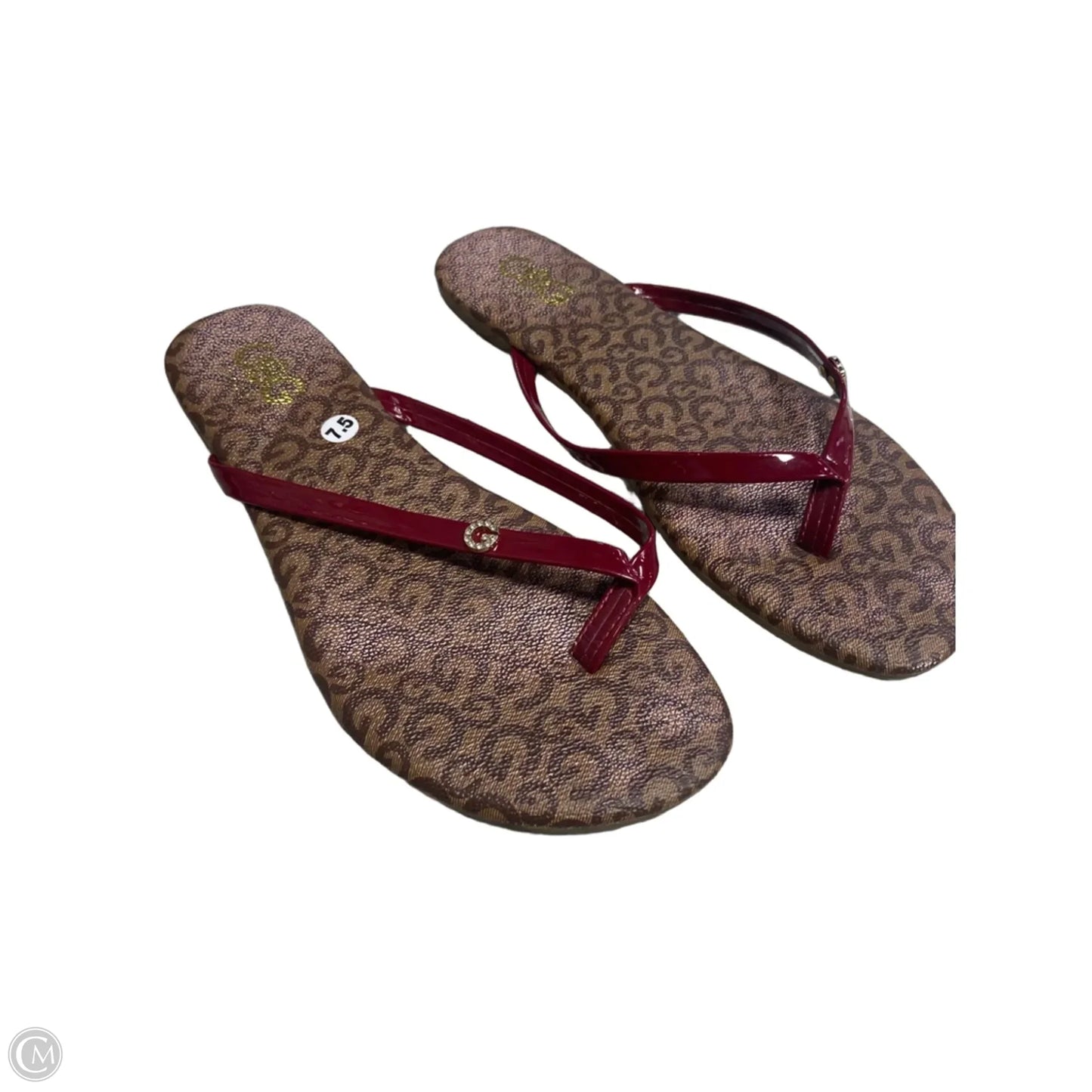 Sandals Flip Flops By Clothes Mentor In Maroon, Size: 7.5