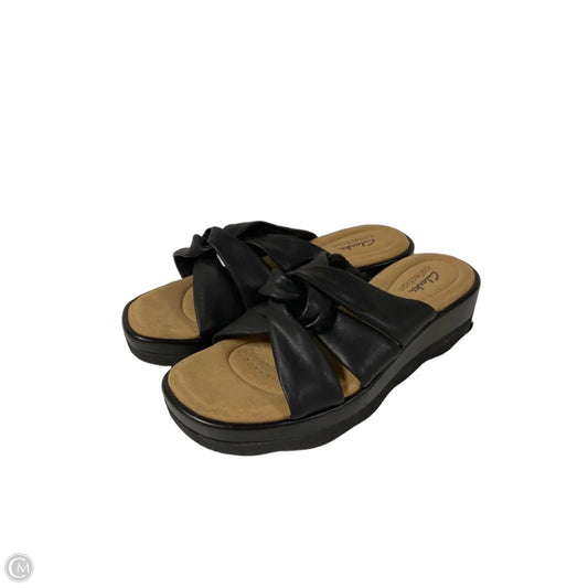 Sandals Heels Wedge By Clarks In Black, Size: 8