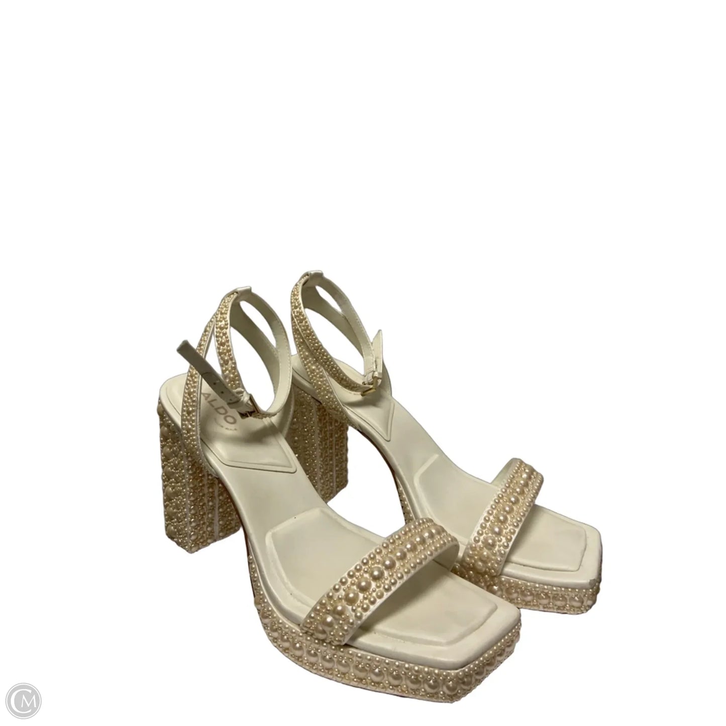 Sandals Heels Block By Aldo In White, Size: 9