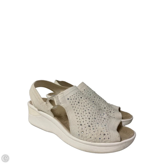Sandals Heels Wedge By Bzees In White, Size: 10
