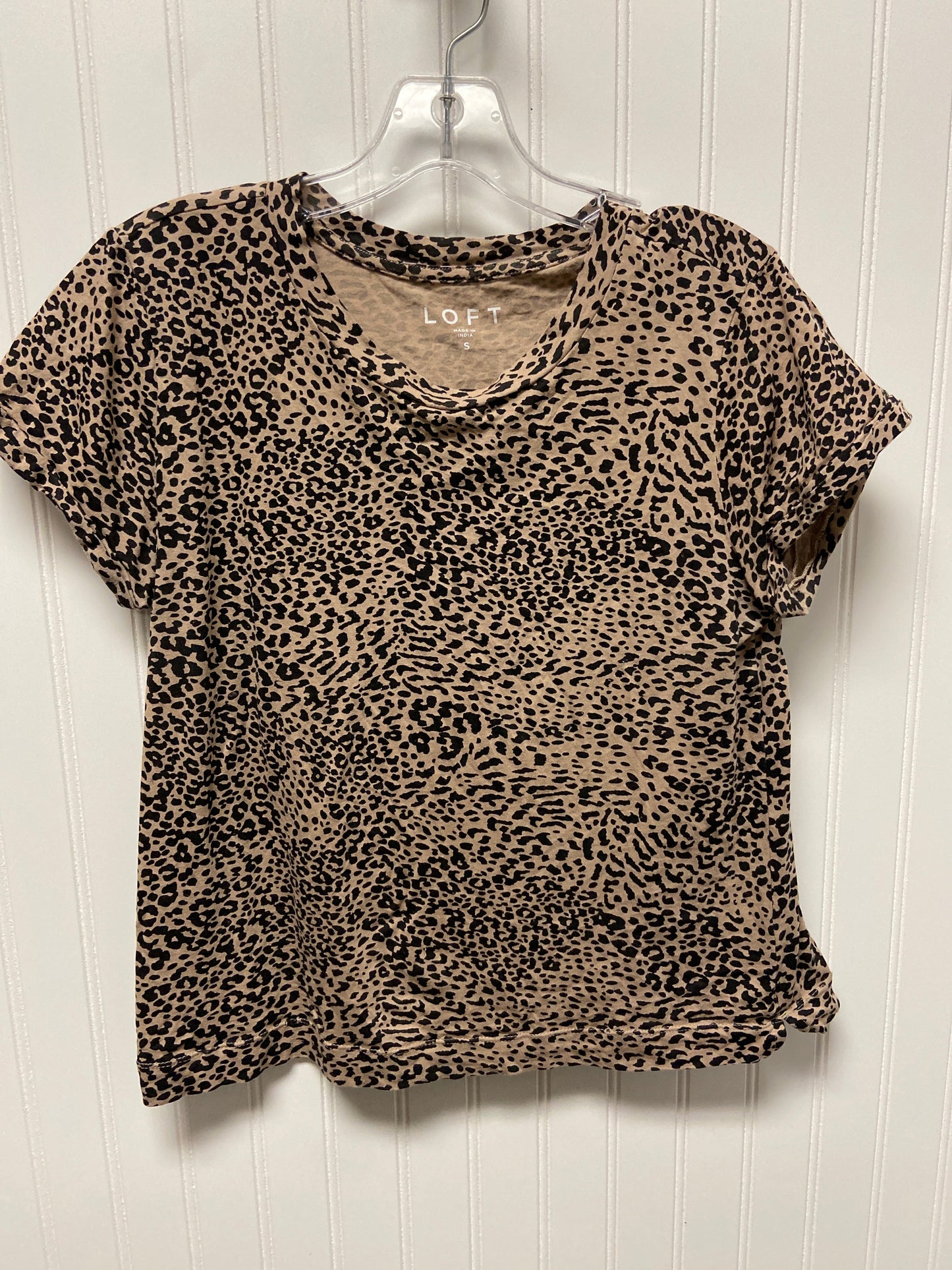 Animal Print Top Short Sleeve Basic Loft, Size S