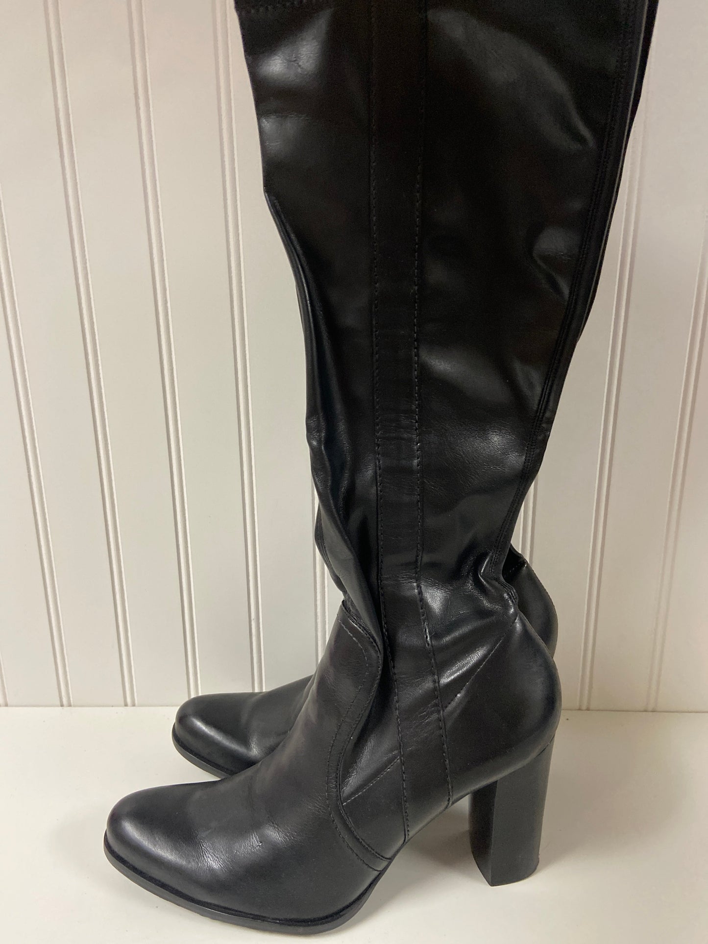 Black Boots Knee Heels Franco Sarto, Size 10