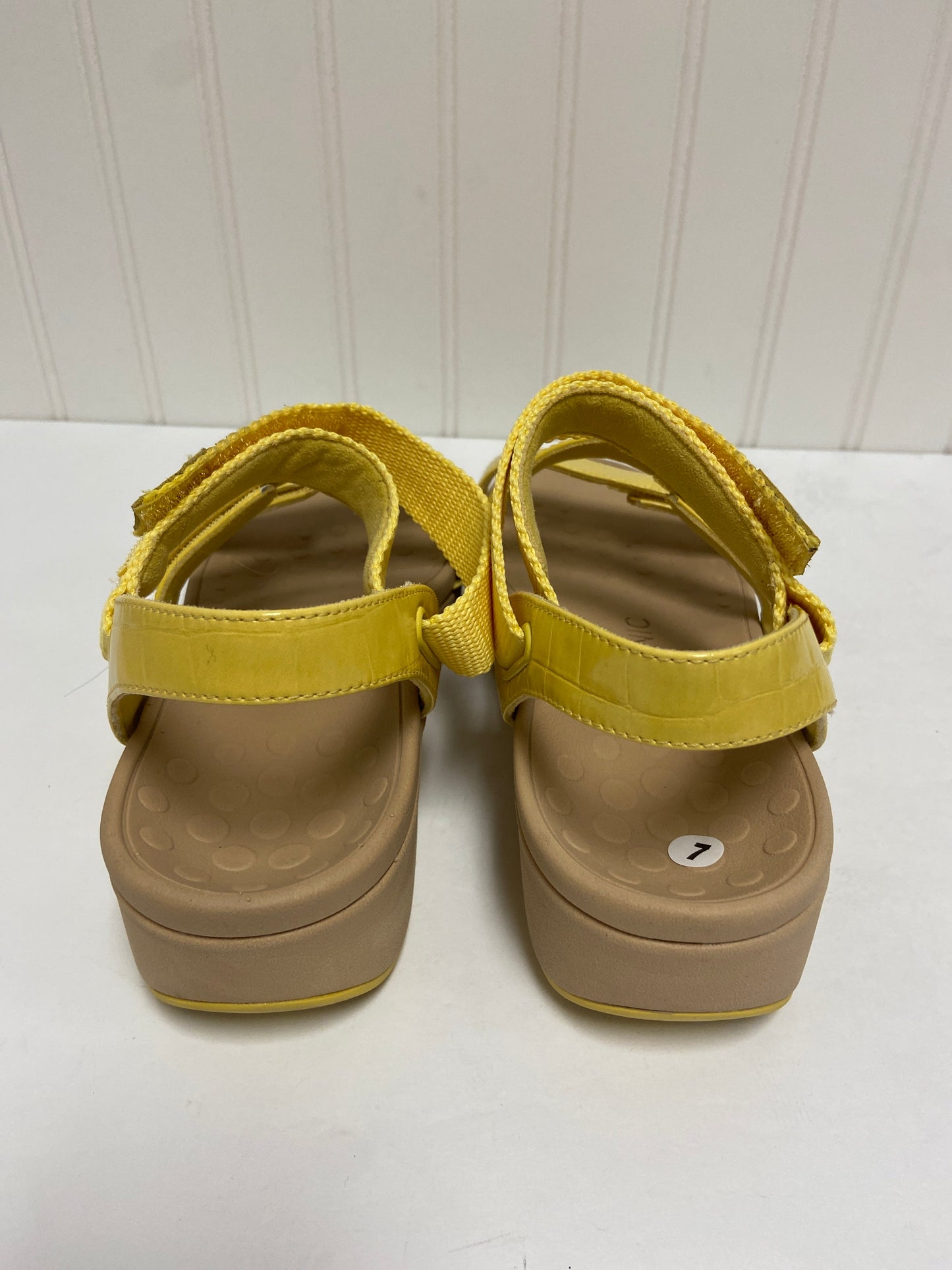 Yellow Sandals Heels Platform Vionic, Size 7