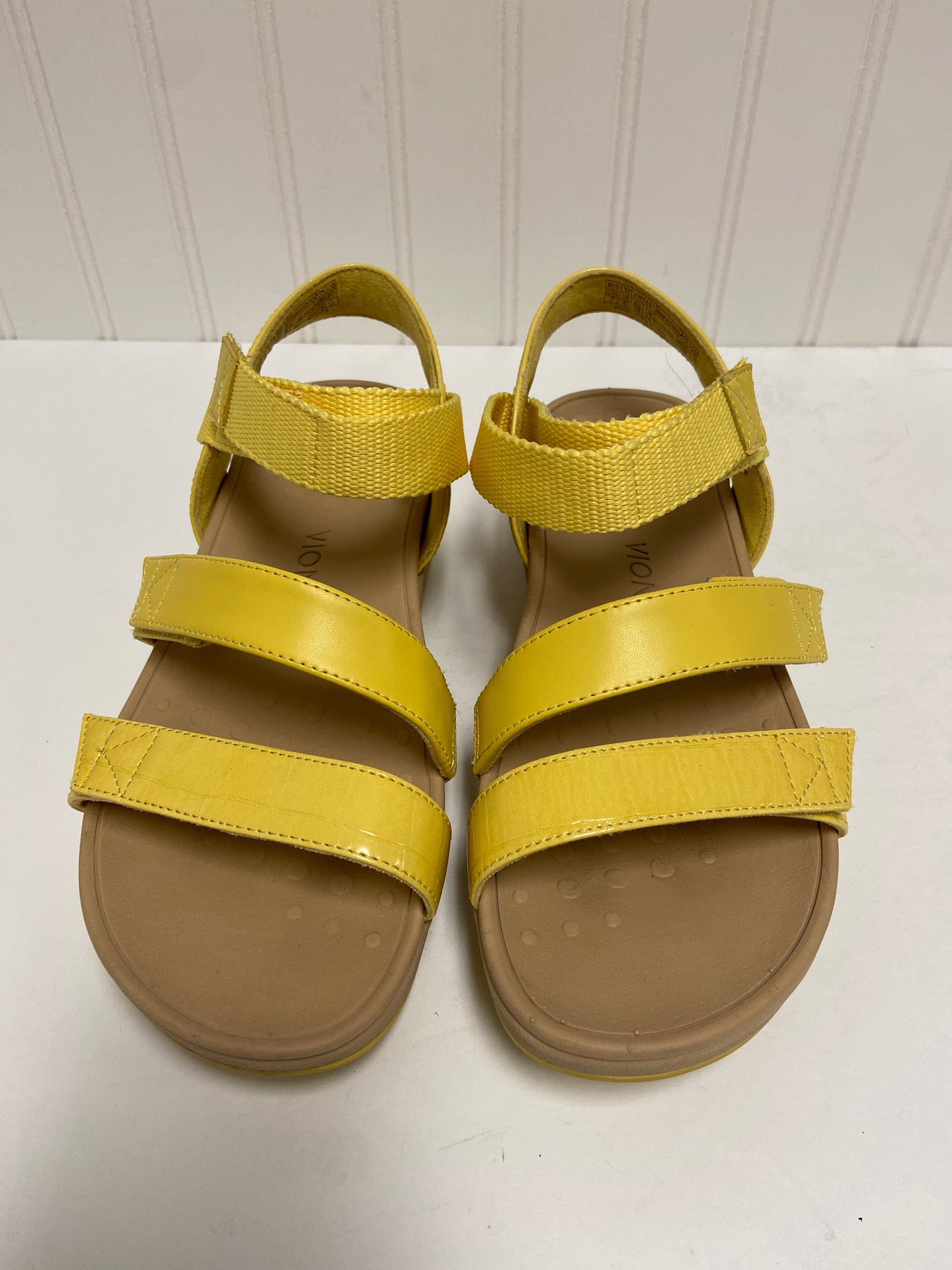 Yellow Sandals Heels Platform Vionic, Size 7