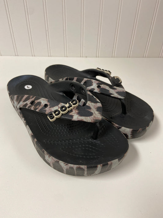 Animal Print Sandals Heels Platform Crocs, Size 7