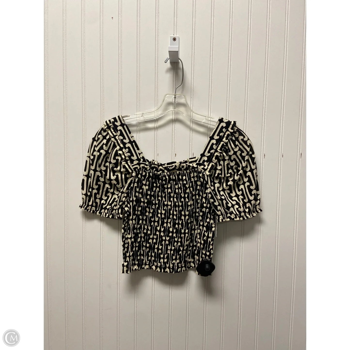 Top Short Sleeve By Monteau In Black & Cream, Size: M
