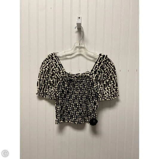 Top Short Sleeve By Monteau In Black & Cream, Size: M