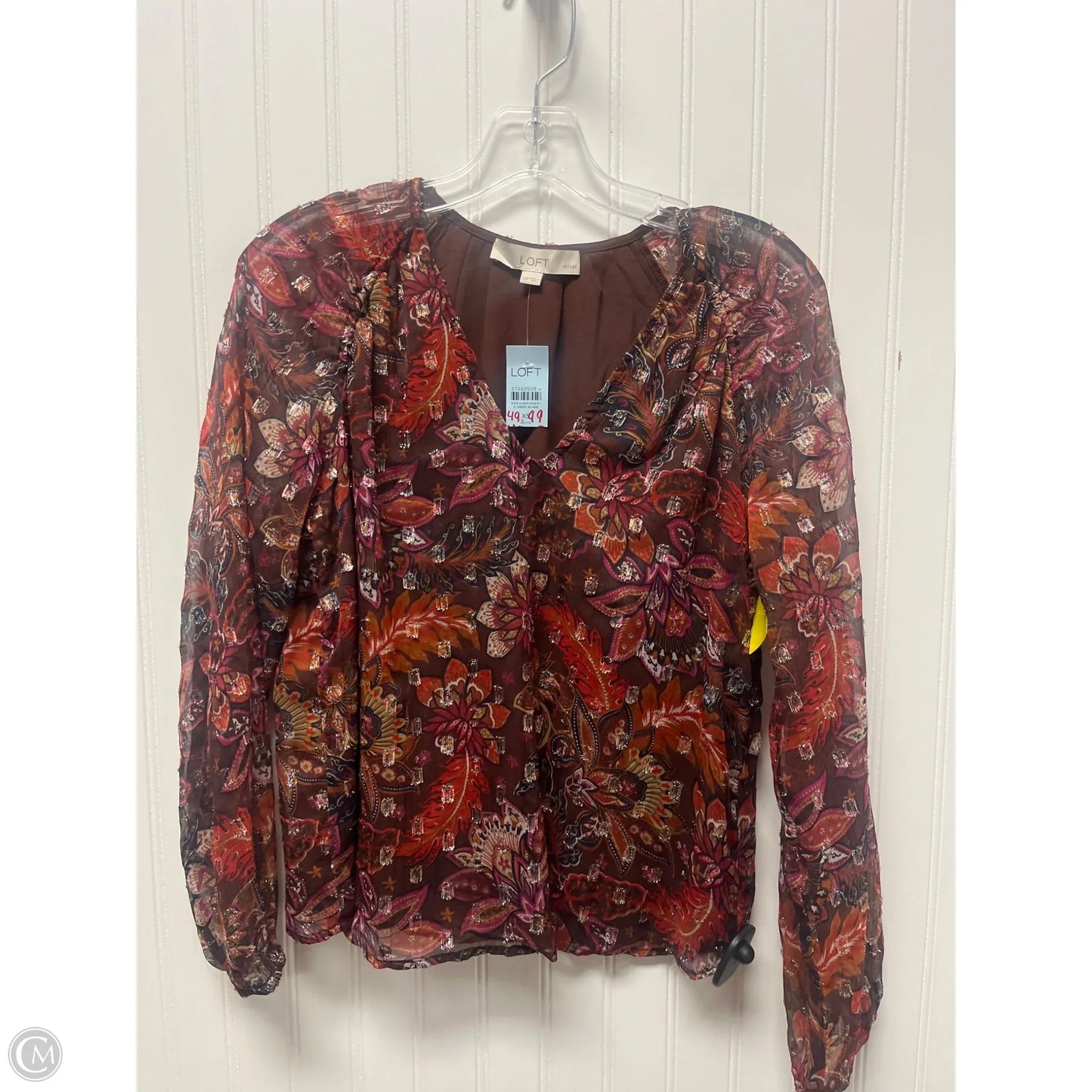 Top Long Sleeve By Loft In Brown, Size: Xsp