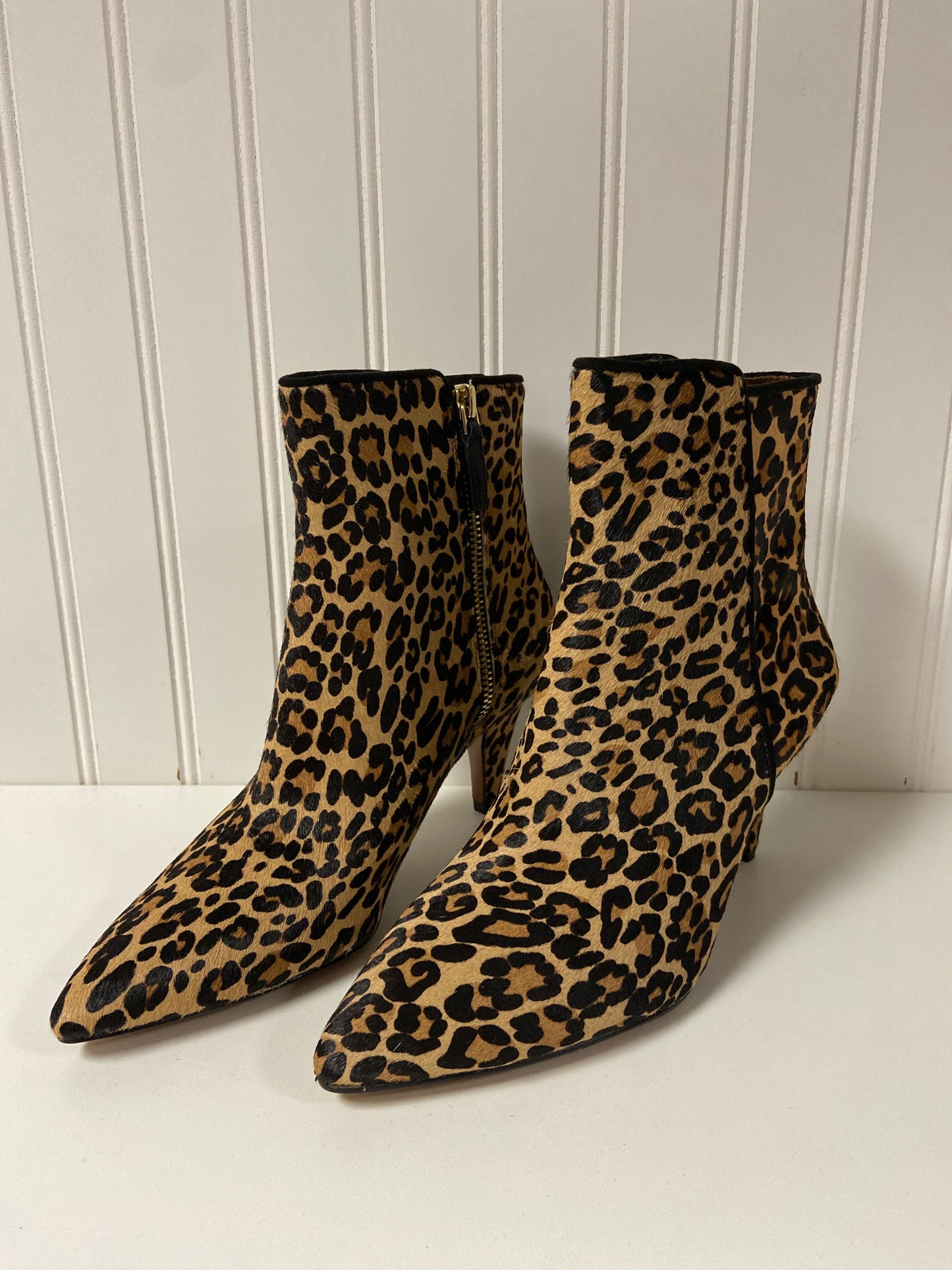 Boots Ankle Heels By Nine West In Animal Print, Size: 7