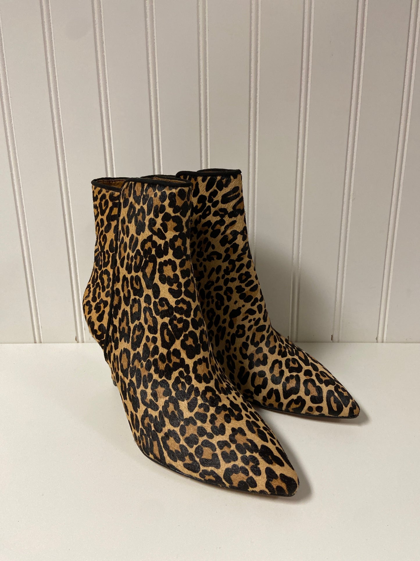 Boots Ankle Heels By Nine West In Animal Print, Size: 7