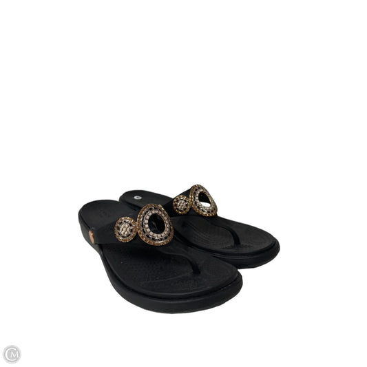 Sandals Flip Flops By Crocs In Black, Size: 9