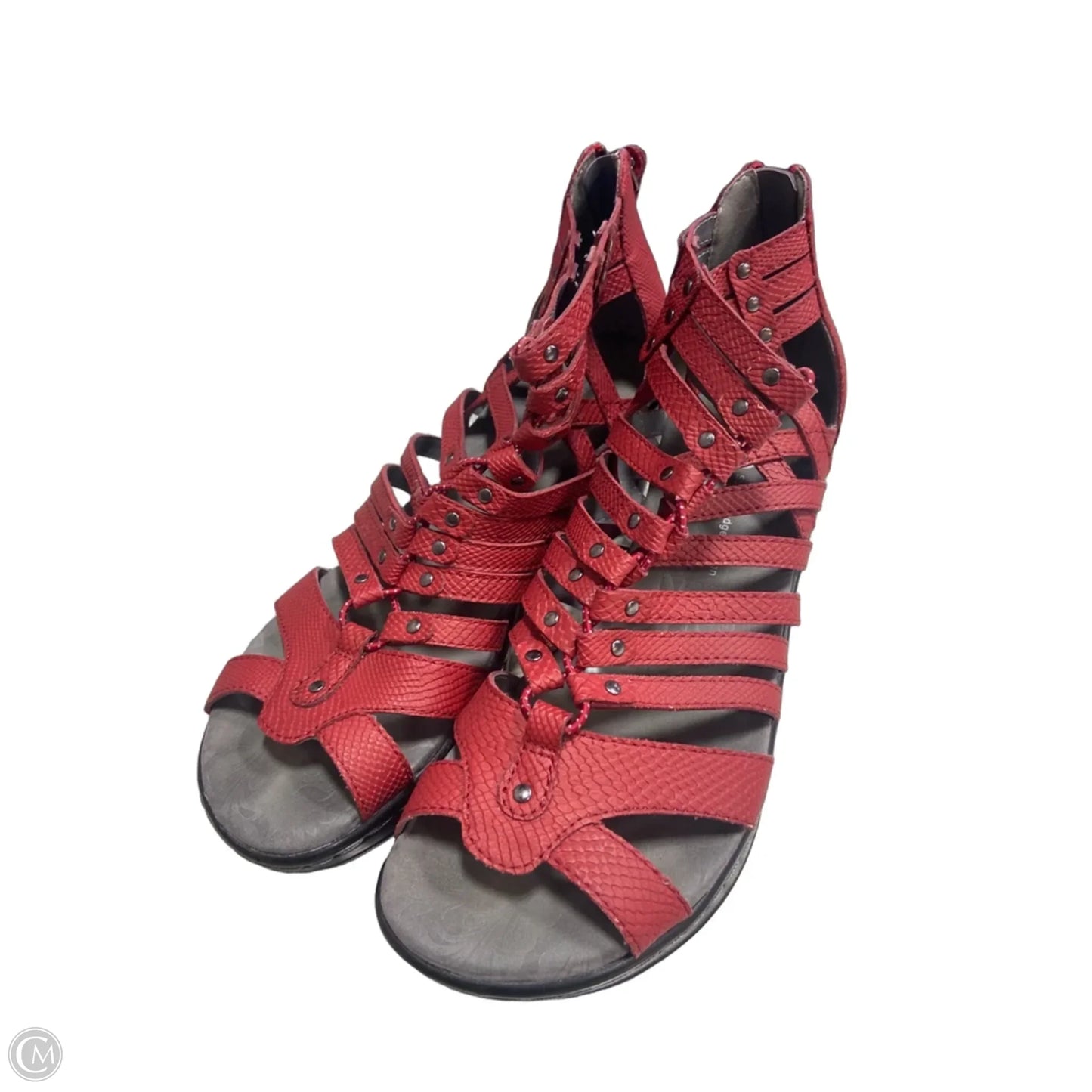 Shoes Heels Wedge By Jambu In Black & Red, Size: 8.5