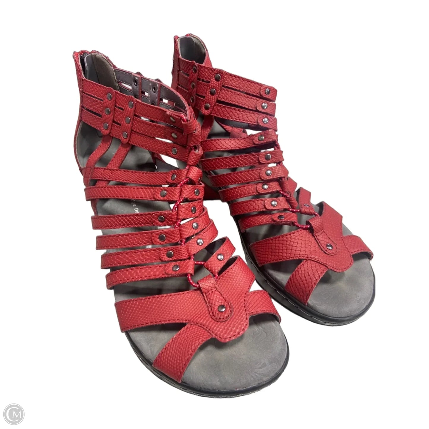 Shoes Heels Wedge By Jambu In Black & Red, Size: 8.5