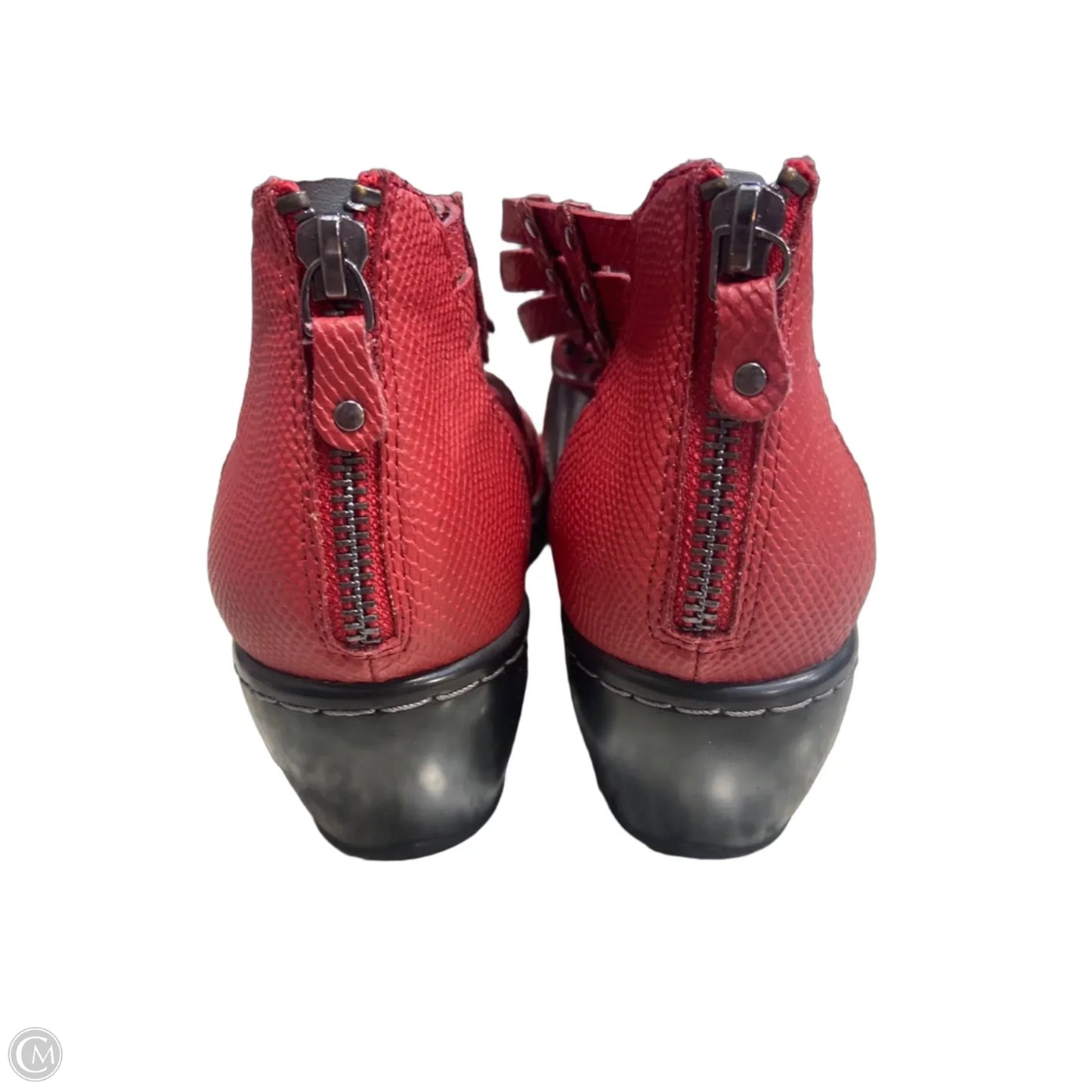 Shoes Heels Wedge By Jambu In Black & Red, Size: 8.5