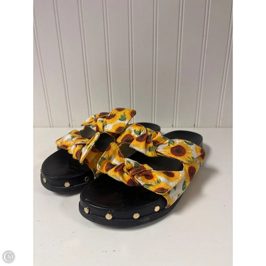 Sandals Flats By Gianni Bini In Black & Yellow, Size: 7.5