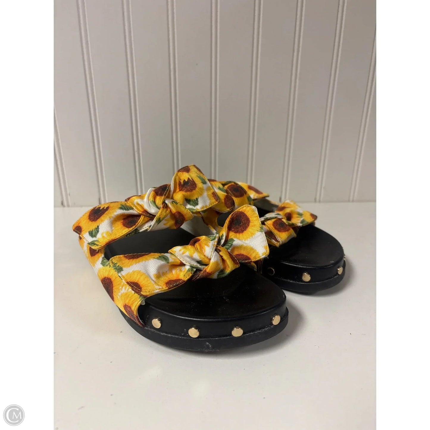 Sandals Flats By Gianni Bini In Black & Yellow, Size: 7.5