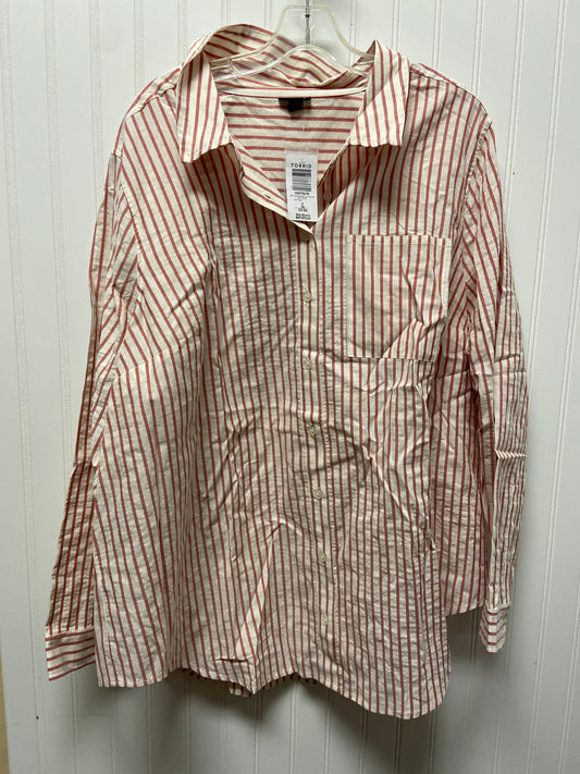 Red & White Top Long Sleeve Torrid, Size 3x