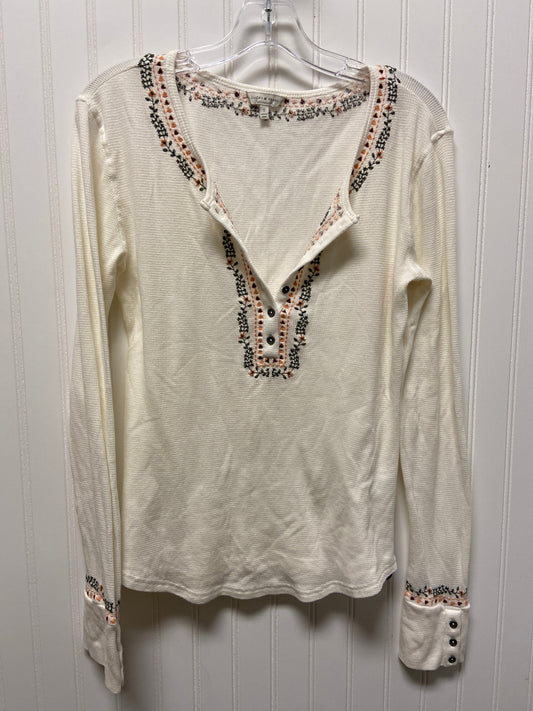 White Top Long Sleeve Lucky Brand, Size S