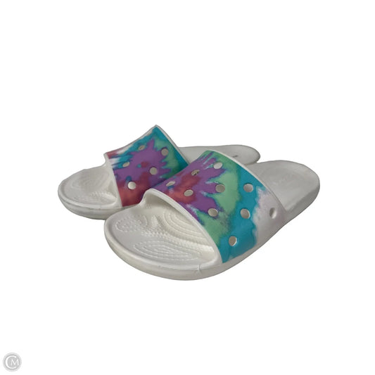 Sandals Flats By Crocs In Tie Dye Print, Size: 7