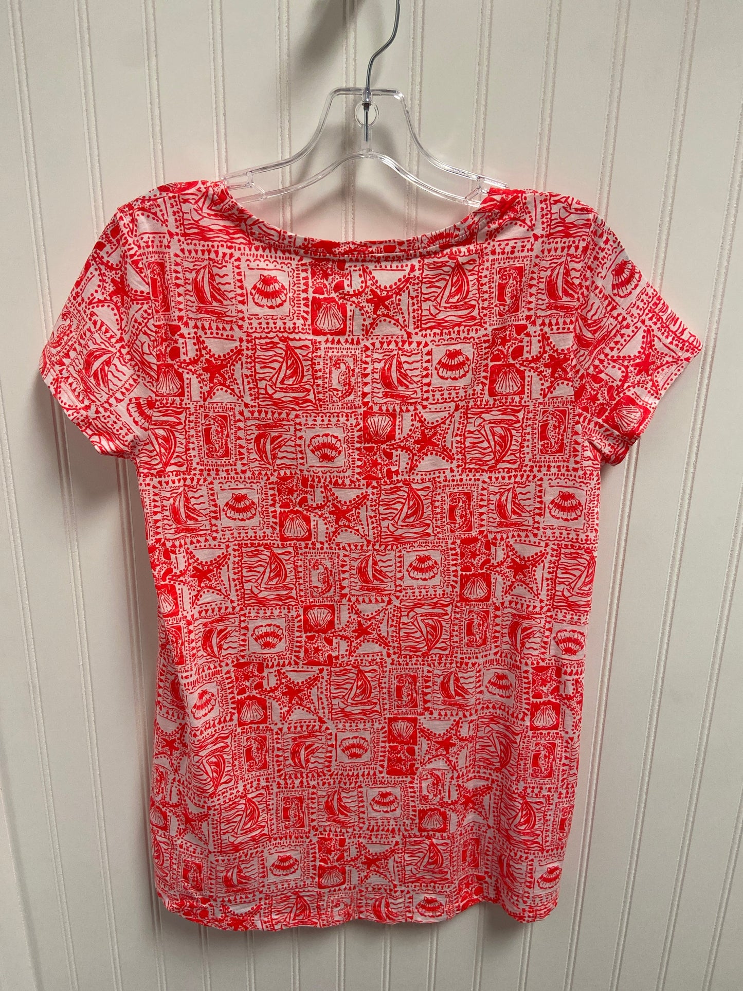 Top Short Sleeve Designer By Lilly Pulitzer In Coral, Size: S